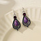 Teardrop Bohemian Style Alloy Dangle Earrings, with Synthetic Turquoise, Antique Silver, 30mm