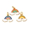 304 Stainless Steel Enamel Pendants, Ion Plating(IP), Rainbow & Cloud Charm, Real 14K Gold Plated, Mixed Color, 14.5x19x1.5mm, Hole: 5x3.7mm