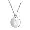 Non-Tarnish 201 Stainless Steel Initial Pendants Necklaces, with Cable Chains, Flat Round with Letter, Stainless Steel Color, Letter.I, 16.3 inch(40cm), 1mm