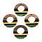 Jamaican Colour Epoxy Resin & Walnut Wood Pendants, Geometric Charms, Flat Round, 37.5x38.5x3.5mm, Hole: 2mm