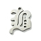 Non-Tarnish 201 Stainless Steel Pendants, Stainless Steel Color, Old Initial Letters Charms, Letter B, 20x15x1.6mm, Hole: 1.8mm