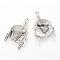 Tibetan Style Alloy Pendants, Flat Round with Wolf and Wing, Cadmium Free & Lead Free, Antique Silver, 38.5x25x10mm, Hole: 7mm, about 150pcs/1000g