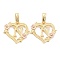 Real 18K Gold Plated Brass  Pendants, Heart with Alphabet, Letter.N, 18x20x3mm, Hole: 6.5x3mm