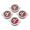 Alloy Enamel Links Connectors, with Crystal Rhinestones, Flat Round with Letter, Silver Color Plated, Letter.Y, 22x16x2mm, Hole: 1.8mm