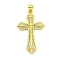 Rack Plating Brass Micro Pave Cubic Zirconia Pendants, Long-Lasting Plated, Cadmium Free & Lead Free, Cross, Real 18K Gold Plated, 35x21x4.5mm, Hole: 3.5x5mm