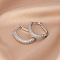 Oval Brass Micro Pave Clear Cubic Zirconia Hoop Earrings, Platinum, 35mm