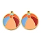 316 Surgical Stainless Steel Pendants, with Enamel, Ball Charm, Golden, Colorful, 17x15x1.5mm, Hole: 1.5mm