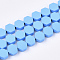 Spray Painted Non-magnetic Synthetic Hematite Beads Strands, Hexagon, Deep Sky Blue, 6.5x6x2.5mm, Hole: 1mm, about 66pcs/strand, 15.7 inch