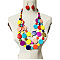 Ethnic Style Wood Flat Round Beaded Multilayer Necklaces & Dangle Earrings Sets, Colorful, 580mm