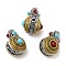 Rack Plating Tibetan Style Alloy 3 Hole Guru Beads, T-Drilled Beads, with Synthetic Turquoise, Gourd, Cadmium Free & Lead Free, Antique Silver & Antique Golden, 18.5x11.5x13.5mm, Hole: 2mm and 1.2mm