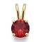 Brass Micro Pave Cubic Zirconia Pendants, Real 18K Gold Plated, Long-Lasting Plated, Flat Round, Red, 13.5x7x5mm, Hole: 6x2mm