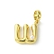 Rack Plating Brass with ABS Plastic Pearl European Dangle Charms, Large Hole Pendants, Long-Lasting Plated, Lead Free & Cadmium Free, Real 18K Gold Plated, Letter W, 21mm long, hole: 5mm, pendant: 13x14x5mm