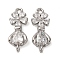Brass Pave Clear Cubic Zirconia Flower Connector Charms, Long-Lasting Plated, Cadmium Free & Lead Free, Rack Plating, Platinum, 18.5x7.5x3mm, Hole: 1.2mm and 1.5mm