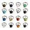 Natural & Synthetic Mixed Gemstone Round Adjustable Rings, Platinum Brass Ring, US Size 7 1/4(17.5mm)