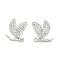Rack Plating Brass Micro Pave Clear Cubic Zirconia Stud Earrings for Women, Cadmium Free & Lead Free, Long-Lasting Plated, Dragonfly, Platinum, 13x12mm