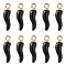 Alloy Enamel Pendants, Cadmium Free & Nickel Free & Lead Free, Light Gold, Hot Horn of Plenty/Italian Horn Cornicello Charms, Black, 21x6x6mm, Hole: 2mm