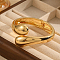 Teardrop 304 Stainless Steel Hinged Bangles for Women, Real 18K Gold Plated
