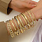 10Pcs Alloy Bangle Set for Women, Golden, Diameter: 70mm