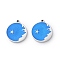 304 Stainless Steel Enamel Charms, Flat Round with Star Charm, Stainless Steel Color, 14x12.5x1.5mm, Hole: 1mm