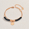 Vintage Alloy Multi-strand Bracelets, Coin Charm Bracelets for Women, with Plastic, Black, Inner Diameter: 7-1/8 inch(18cm)