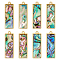 8Pcs Natural Paua Shell Pendants, Rectangle Charms with Brass Findings, Golden, 27.5x9x2.5mm, Hole: 1.2mm