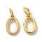 Brass Pendants, Cadmium Free & Nickel Free & Lead Free, with Jump Ring, Letter O, 10x6x1.5mm, Ring: 5x1mm, inner diameter: 3mm