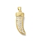 Rack Plating Brass Micro Pave Cubic Zirconia Pendants, Long-Lasting Plated, Lead Free & Cadmium Free, Knife Charms, Real 18K Gold Plated, 25.5x10.5x5.5mm, Hole: 4x3.5mm