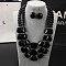 Bohemian Style Acrylic Faceted Rectangle Beaded Multilayer Necklaces & Dangle Earrings Sets, Black, 420mm