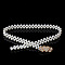 White Acrylic Imitiaotn Pearl Beaded Elastic Chain Belts with Alloy Buckles, Golden, Heart, 600~800x20~30mm
