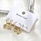304 Stainless Steel Rhinestone Heart Earring Sets, Ion Plating(IP), Real 18K Gold Plated, 4x4.5mm