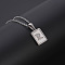 Rectangle Stainless Steel Pave Natural White Shell Pendant Necklaces, Stainless Steel Color, Letter R, 17.72 inch(45cm)