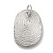 Rack Plating Brass Pendants, Cadmium Free & Lead Free, Long-Lasting Plated, Oval Charms, with Jump Ring, Stainless Steel Color, 17x12.5x1mm, Hole: 3mm