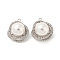 Brass Micro Pave Cubic Zirconia Pendants, with ABS Imitation Pearl Beads, Long-Lasting Plated, Round, Platinum, 17.5x16x11mm, Hole: 1.4mm