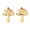 304 Stainless Steel Rhinestone Pendants, Mushroom, Golden, Crystal, 33x24x5mm, Hole: 1.4mm