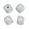 20Pcs Grey Cube Letter Silicone Beads 12x12x12mm Square Dice Alphabet Beads with 2mm Hole Spacer Loose Letter Beads for Bracelet Necklace Jewelry Making, Letter.R, 12mm, Hole: 2mm