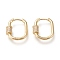 Brass Micro Pave Clear Cubic Zirconia Huggie Hoop Earrings, Long-Lasting Plated, Oval with Column, Real 18K Gold Plated, 22x19x2.5mm, Pin: 1mm