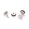 304 Stainless Steel Heart Earlobe Plugs, Screw Back Earrings, with Polymer Clay Rhinestone, Stainless Steel Color, 7x7mm, Pin: 1mm