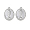 304 Stainless Steel Pendants, Oval with Fish Charm, Anti-Tarnish, Stainless Steel Color, 23.5x17x2mm, Hole: 1.4mm