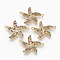 Brass Micro Pave Cubic ZirconiaLinks Connectors, Cadmium Free & Lead Free, Starfish/Sea Stars, Colorful, Golden, 25x19.5x2.5mm, Hole: 1.2mm