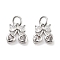 Brass Micro Pave Cubic Zirconia Pendants, Cadmium Free & Nickel Free & Lead Free, Cherry, with Jump Ring, Platinum, Clear, 9.5x9x2mm, Hole: 3.5mm