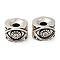 Rack Plating Eco-Friendly Brass Micro Pave Clear Cubic Zirconia Beads, Cadmium Free & Lead Free, Column with Eye, Antique Silver, 7x11x10.5mm, Hole: 3mm