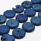 Electroplated Natural Druzy Geode Crystal Beads Strands, Flat Round, Dyed, Blue Plated, 30x7~8mm, Hole: 2mm, about 7pcs/strand, 8.26 inch(21cm)