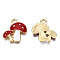 Alloy Enamel Pendants, Cadmium Free & Lead Free, Double Mushroom, Light Gold, Red, 19.5x18x2.5mm, Hole: 2.5mm