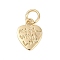 Alloy Charms, Heart with Word Made with Love, Long-Lasting Plated, Rack Plating, with Jump Ring, Golden, 12x9.5x1mm, Hole: 4mm