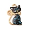 Alloy Enamel Pendants, Cadmium Free & Lead Free, Light Gold, Cat Charm, Black, 21x14x1.5mm, Hole: 2mm