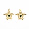 Brass Micro Pave Clear & Green Cubic Zirconia Pendants, Nickel Free, Tortoise, Real 18K Gold Plated, 25.5x26.5x3.5mm, Hole: 3mm