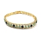 Rack Plating Brass Rhombus Link Bracelet, Cubic Zirconia Tennis Bracelets, Long-Lasting Plated, Cadmium Free & Lead Free, Real 18K Gold Plated, 7-1/2 inch(19cm)