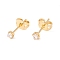 Tiny Clear Cubic Zirconia Square Stud Earrings, Brass Jewelry for Women, Lead Free & Cadmium Free, Real 18K Gold Plated, 2.5x2.5mm, Pin: 0.7mm