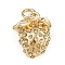 Brass Pendants, Strawberry Charms, with Rhinestone & Jump Ring, Golden, 18.5x15x8.5mm, Hole: 4mm