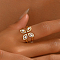 Brass Micro Pave Cubic Zirconia Cuff Open Rings for Women, Flower, Real 18K Gold Plated, Inner Diameter: 16mm~18mm